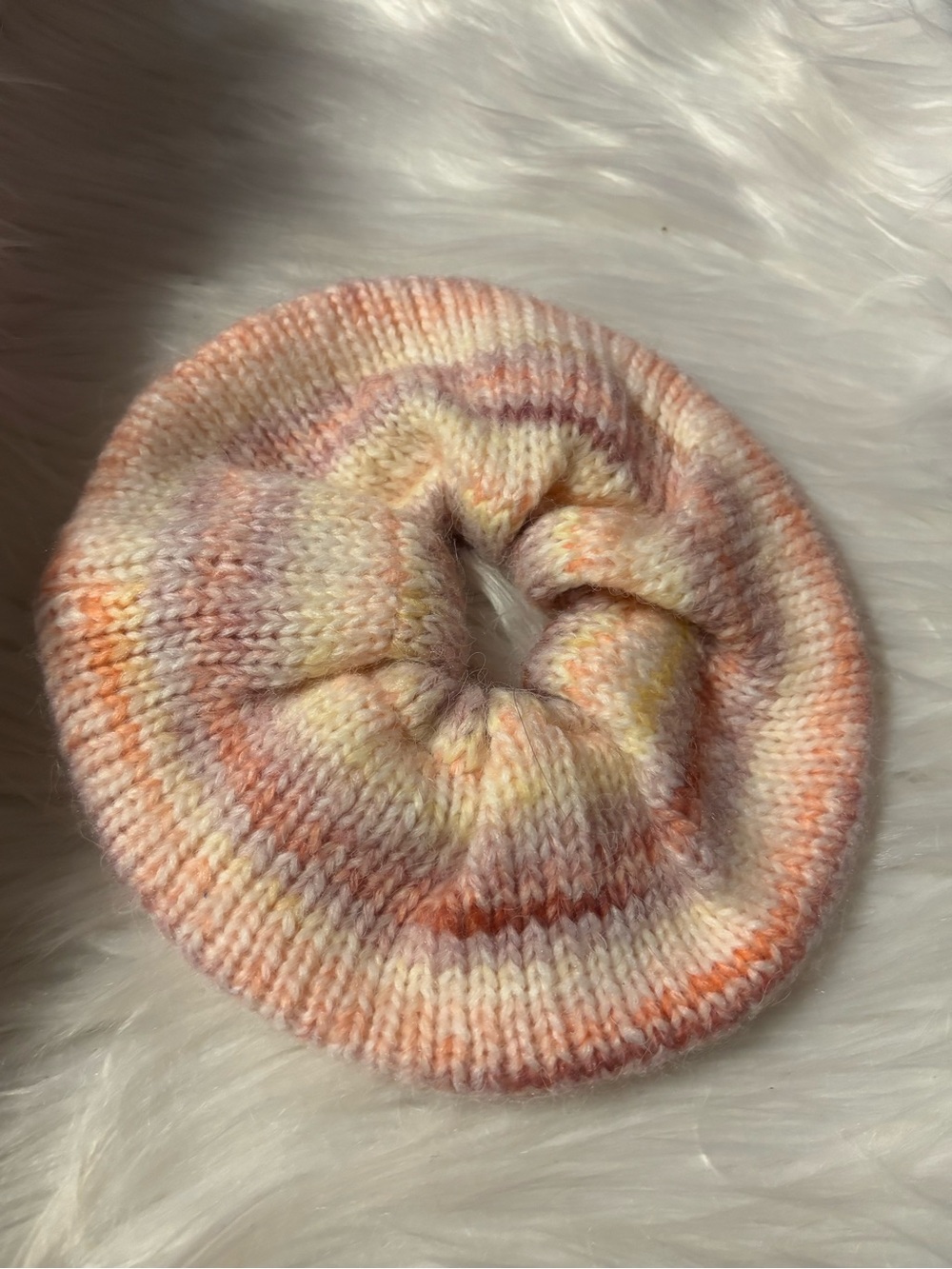 Free People Pastel Multicolor Knit Scrunchie in Peach, Yellow & Lavender, NWT